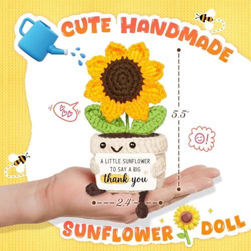 Handmade Sunflower Crochet Decor Gift with Warm Card
