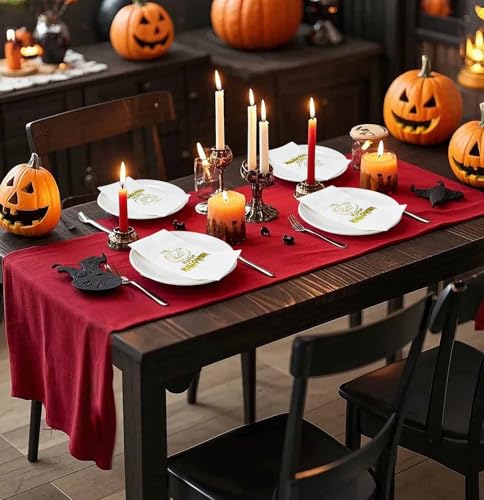 SietDESEO 25 PCS 3-Ply Halloween Napkins with Gold Foil Pumpkin