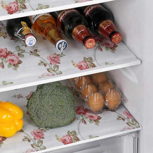 Tnjedigha Rose Floral Non-Adhesive Shelf Liner, 11.8" x 118.1" Cabinet Roll