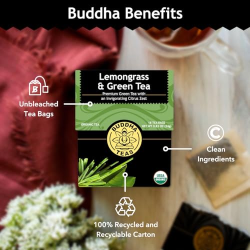 Buddha Teas Organic Lemongrass Green Tea - 18 Tea Bags