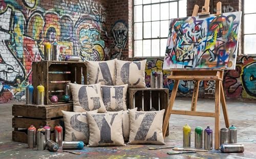 EvZ Graffiti Letter S Pillow Cover - 18x18 Inch Colorful Cushion Case