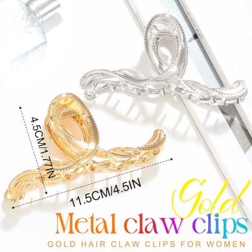 BARTOSI Large Metal Hair Claw Clips Gold Hair Accessories, 2-Pack