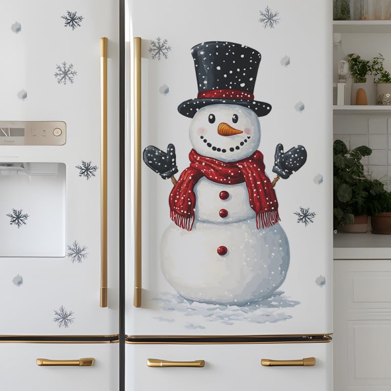 Christmas Refrigerator Decal Stickers Snowflake Snowman Door Clings Holiday Decor