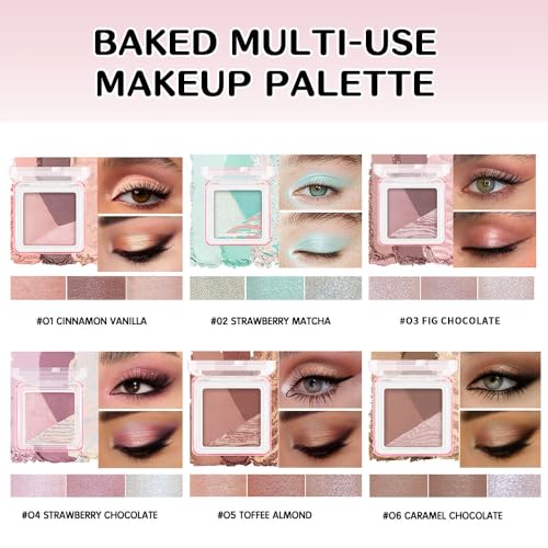 Mivota 3-Color Baked Eyeshadow Palette - Matte & Shimmer Nude Neutral Eye Shadow