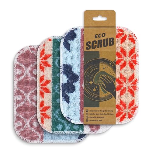 Amarelle GEN II Dish Scrubbers 3-Pack - Eco-Friendly Heavy-Duty Scouring Pads