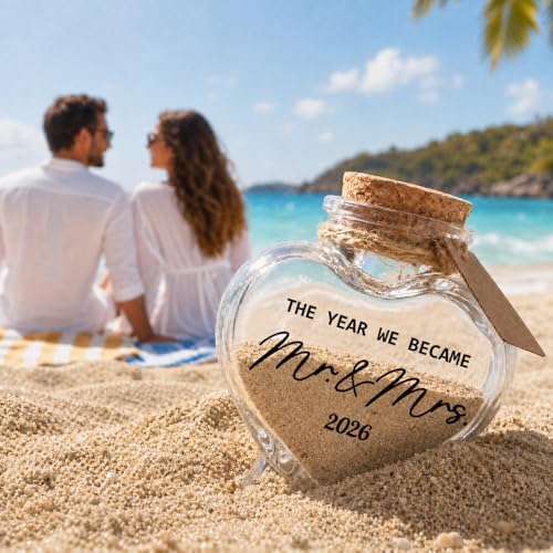 Mr & Mrs 2026 Sand Keepsake Jar - Romantic Honeymoon Gift