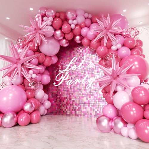 Pink Balloon Arch Kit 162pcs for Party Decorations - Hot Pink & Confetti Balloons