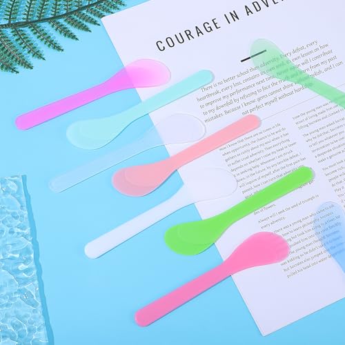 Skrfren 10-Pack 5-Inch Plastic Makeup Spoons Reusable Cosmetic Spatulas for Face Masks and Skincare