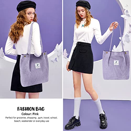 Ayieyill Corduroy Tote Bag for Women with Inner Pocket