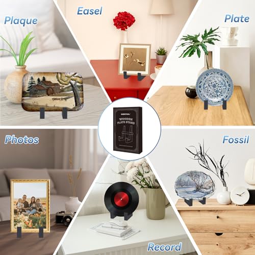 DEBETOOL 8.8 Inch Solid Wood Plate Stand for Display & Storage