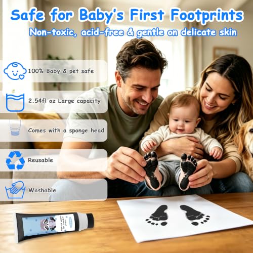 Sortnic Baby Hand and Footprint Paint, Non-Toxic Washable Ink - Black 75ml
