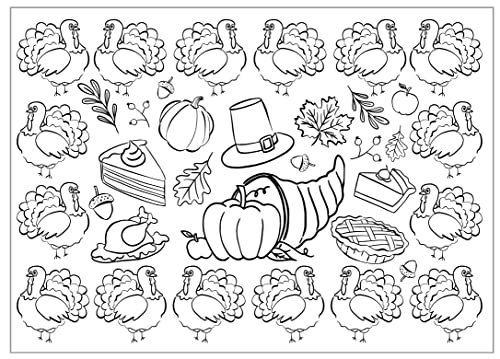 Thanksgiving Color-Your-Own Reversible Disposable Place Mats - 22 Count