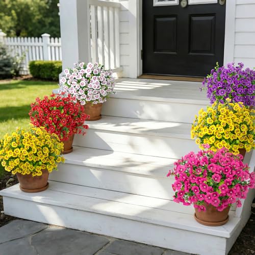 Roberly 20 Bundles Artificial Silk Flowers for Outdoors, Mixed Color