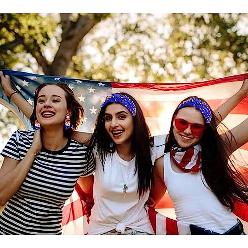 American Flag Knotted Headband with Pearls and Rhinestones, 4th of July