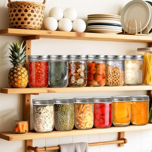 Showvigor 16oz Wide Mouth Mason Jars - 2 Pack Airtight Glass Storage