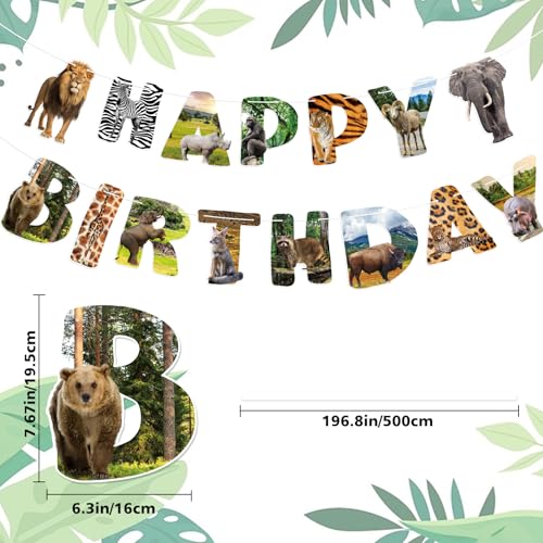 Safari Animals Happy Birthday Banner Jungle Zoo Party Garland
