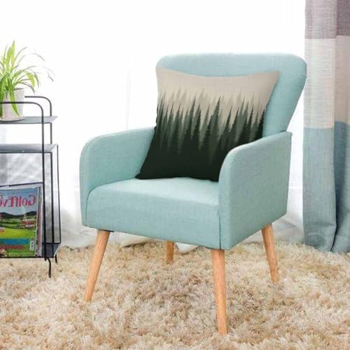 Pine Forest Throw Pillow Cover, Misty Nature Landscape Cushion Case 18x18