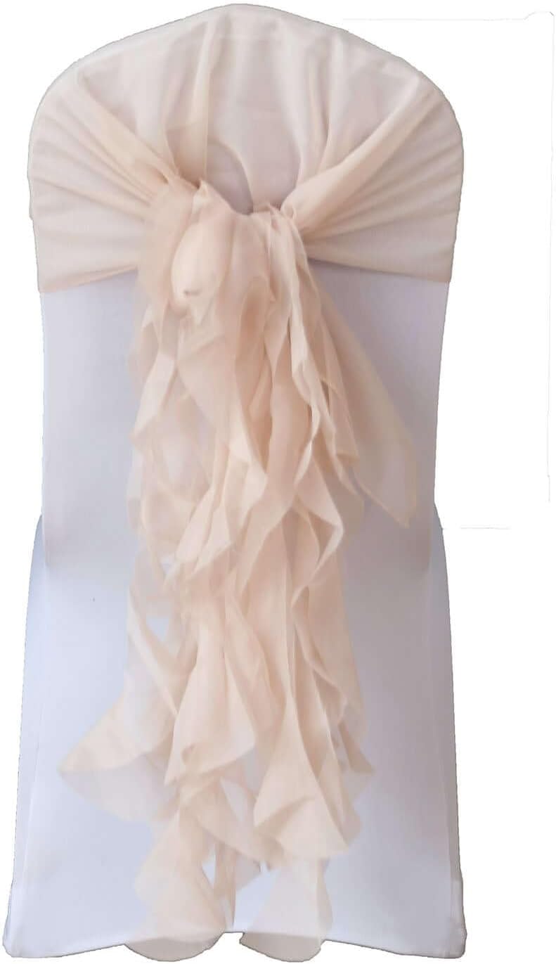 Tableclothsfactory Premium Designer Curly Willow Chiffon Chair Sashes - Nude | Perfect for Weddings & Parties