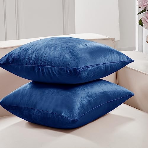 Deconovo Navy Blue Velvet Throw Pillow Covers | 24x24 Inch, 2 Pack