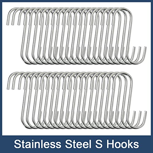 40-Pack Heavy Duty S Hooks - Stainless Steel for Kitchen & Home