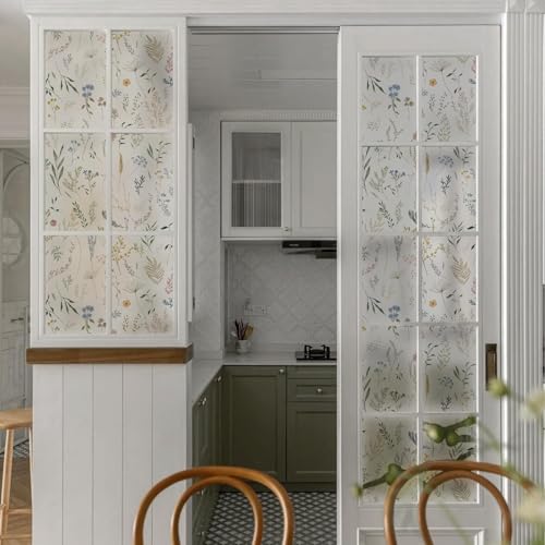 Dimoon 17.3 x 78.7 Inch Floral Privacy Window Film Frosted Glass Sticker for Home & Bathroom