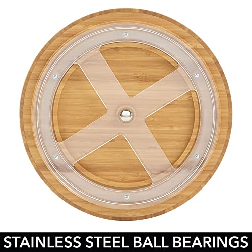 mDesign Lazy Susan Turntable Bamboo Spinner for Kitchen Cabinet, Pantry, Fridge, Cupboards, or Counter, Fully Rotating Organizer for Food, Spices, or Condiments, 9" Round, Echo Collection, Natural/Tan