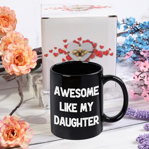 Awesome Like My Daughter Mug - Dad Gift for Father's Day Birthday Christmas - Black, 11 Oz