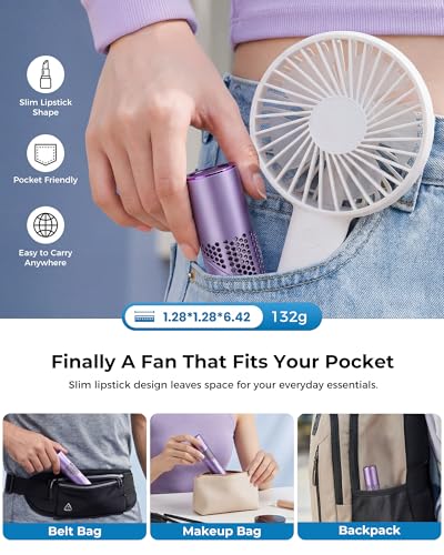 MEIIS Purple High Speed Handheld Fan, 20000RPM, 199 Speeds