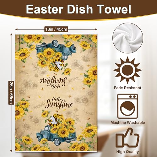 Sunflower Kitchen Towels Set - 18x26 Inch Absorbent Farmhouse Dish Towels