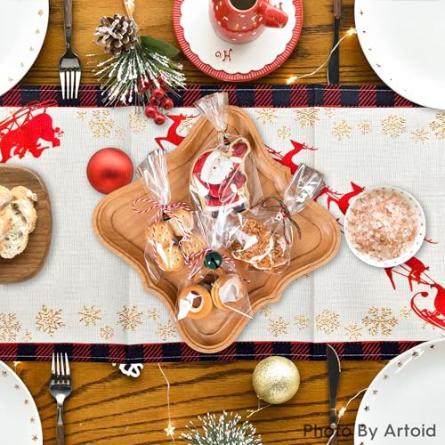 Buffalo Plaid Christmas Table Runner - 13 x 72 Inch Red Truck Decor