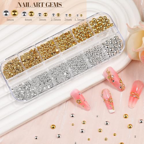 Sinyanail Nail Rhinestones and Pearls Kit 2 Boxes Flatback Gems