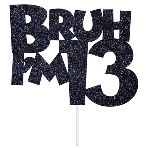 Happy 13th Birthday Cake Topper for Boys - Black Glitter Design