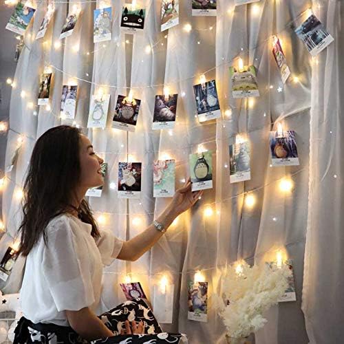 CozyHome - 5.5YD LED Photo String Lights with Clips & Timer Remote | Indoor Fairy Light Decor