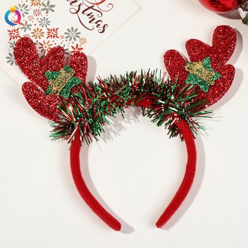 Christmas Headbands 4-Pack Glitter Tree & Antler Hair Accessories
