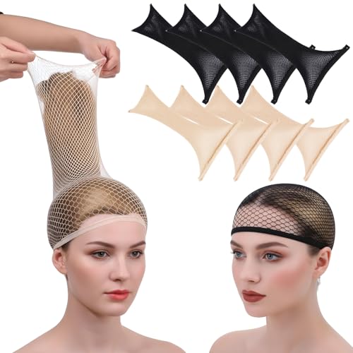 Sibba 8 PCS Open-End Mesh Wig Caps Stretchy Nylon Hair Nets for Wigs