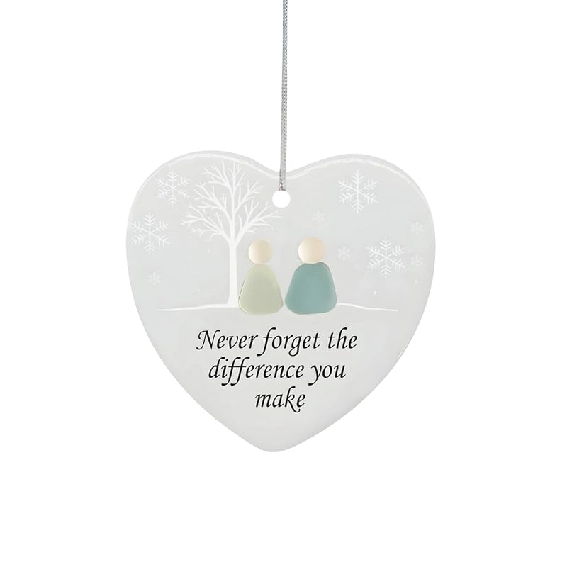 Friend Ornament - Double-Sided 3.5" Acrylic Heart with Never Forget the Difference You Make Quote