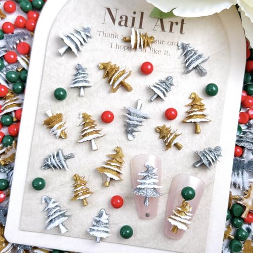 100Pcs Christmas Nail Charms 3D Resin Holiday Gems & Rhinestones