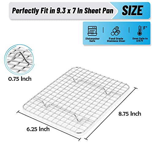 TeamFar Stainless Steel Cooling Rack 8.75x6.25 Inches - Heavy Duty Baking Grid, Set of 2