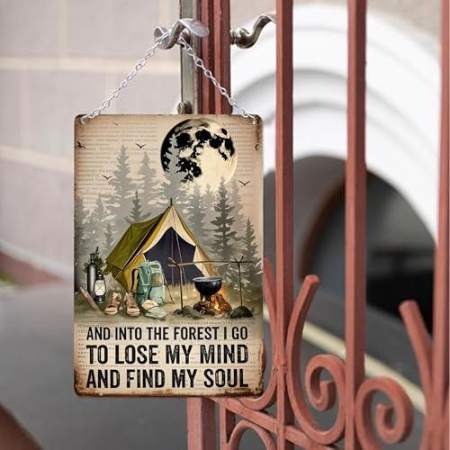 Retro Tin Sign Into The Forest Vintage Metal Wall Art 8x12