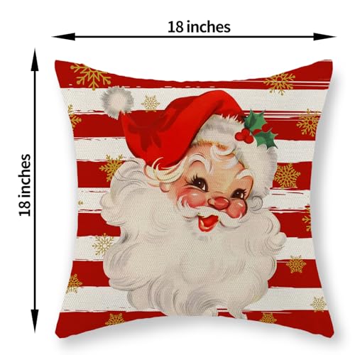Christmas Pillow Covers 18x18 Set of 2 - Red Santa Claus Design