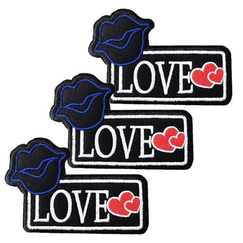 Minason Love Kiss Embroidered Iron-On Patches 3PCS DIY Appliques