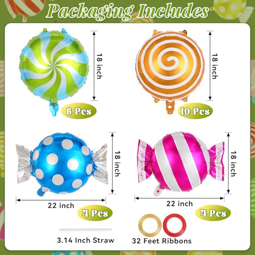 18 Inch Lollipop Candy Balloons - 24 Pcs Foil Balloons for Parties