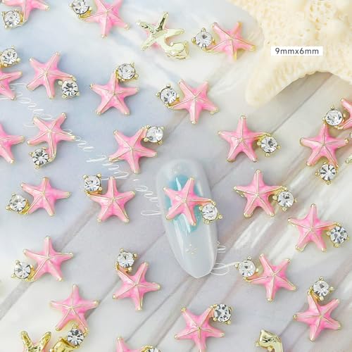 LYLYNB 3D Alloy Nail Charms Summer Starfish & Shells 20Pcs