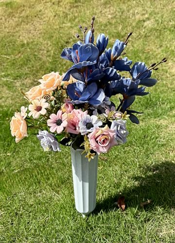 OTDCGI Memorial Cemetery Flower Vases with Stakes, Gray (Set of 6)