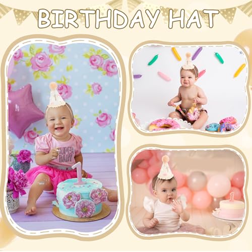 Vovii 1st Birthday Girl Hat - One Year Old Party Crown with Bow