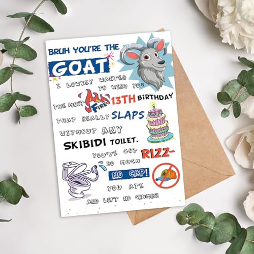 Trendy 13th Birthday Card for Teens | Gen Z Meme Design
