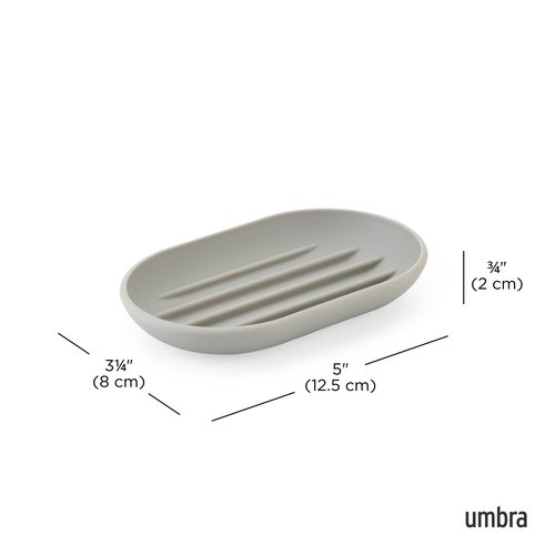 Umbra Touch Soap Dish for Bathroom - Modern Oval Shape for Sink - Durable and Easy to Clean, Grey