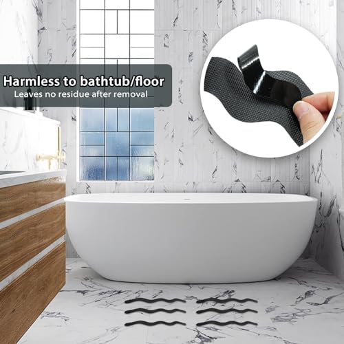 24PCS Black Bathtub Non-Slip Stickers, PEVA Adhesive Shower Strips for Safety