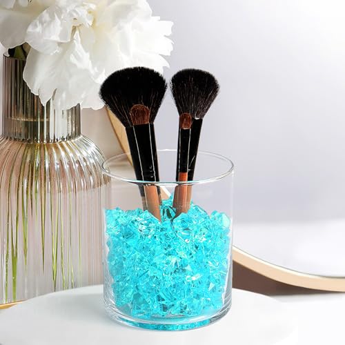 100 Pcs Lake Blue Plastic Ice Cubes for Vases & Centerpieces