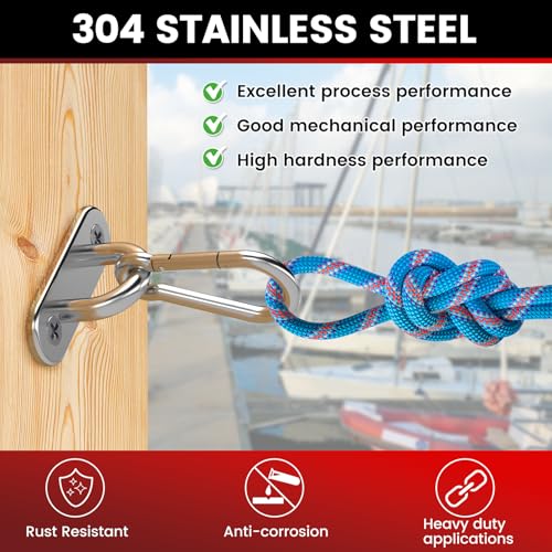 Heavy-Duty Stainless Steel Pad Eye Snap Hook Kit - 500Lb Capacity